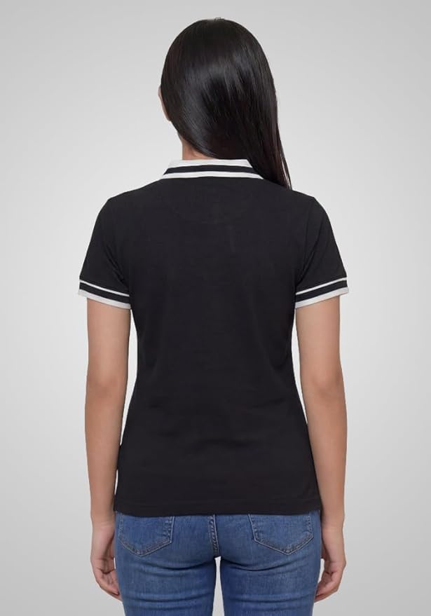 Wear Your Opinion S to 5XL V Neck Stripe Collar Tshirt for Women Polo Top