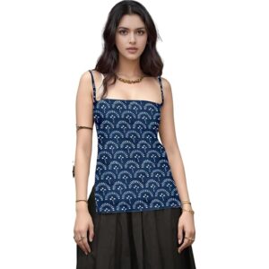 Aahwan Black Printed Square Neck Sleeveless Backless