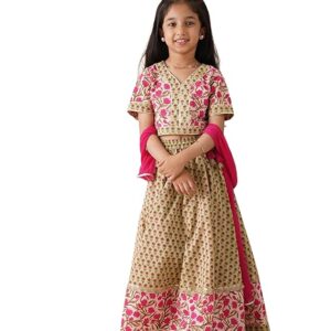 Kids Girls Cotton Readymade Lehenga Choli Set