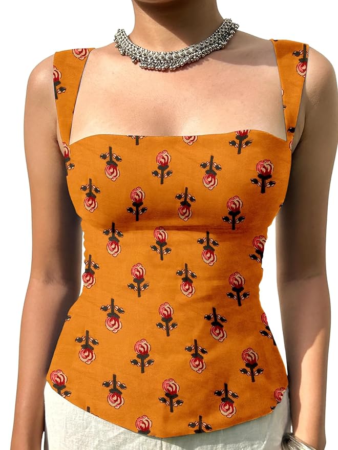 Aahwan Green Printed Square Neck Sleeveless Backless Short Indo-Western