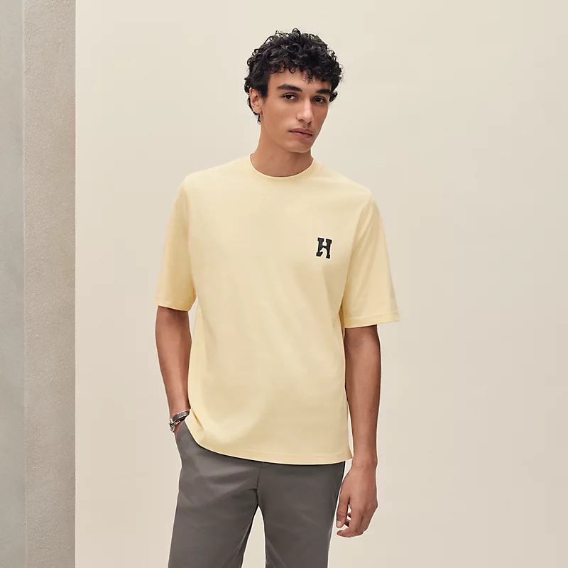 "H'Cheval" t-shirt with leather detail