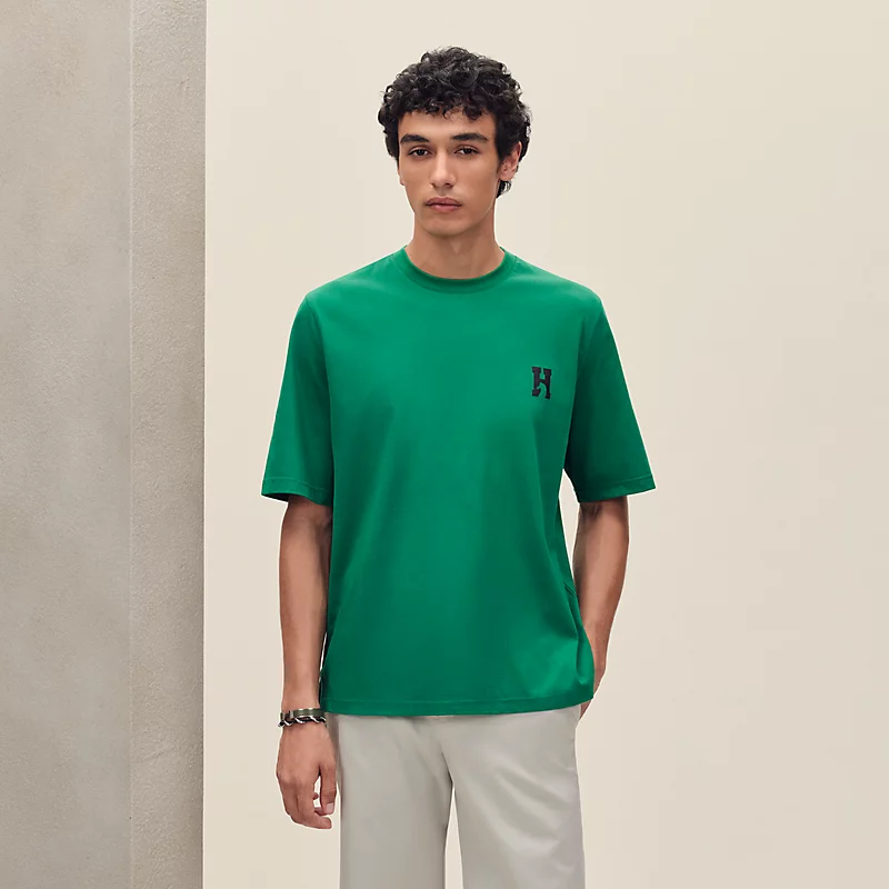 "H'Cheval" t-shirt with leather detail