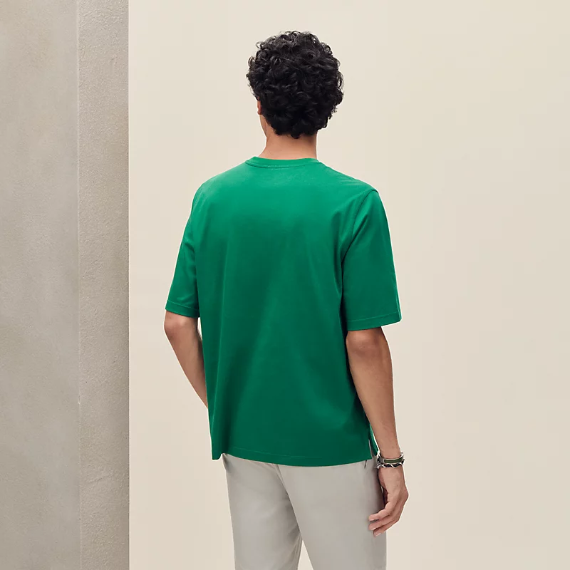 "H'Cheval" t-shirt with leather detail