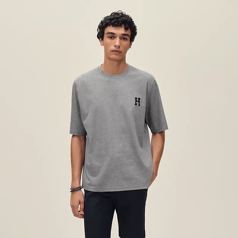 "H'Cheval" t-shirt with leather detail